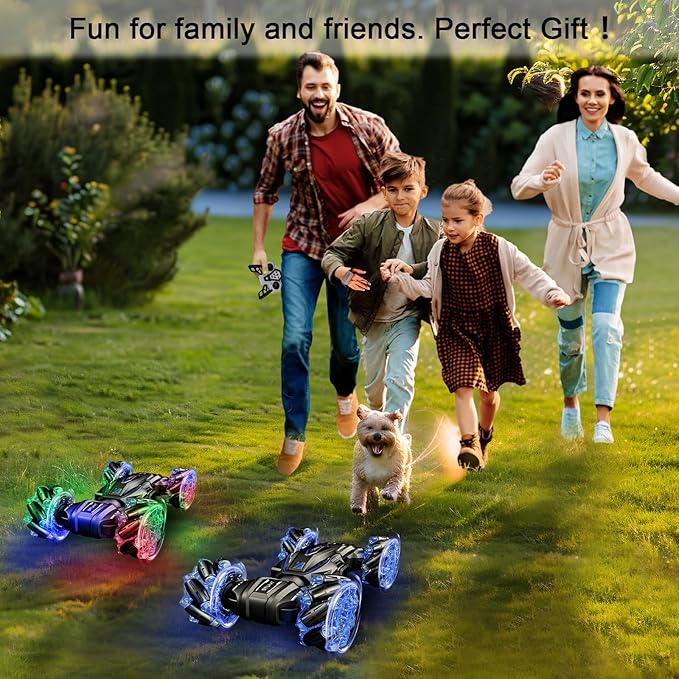 Gesture Sensing RC Stunt Car, Boys Toys Age 6-8 8-13, 4WD Remote Control Car with Rotation, Drift, Transform, Colorful Light, Music, Birthday Gift for Boy Age 5-7 8-13