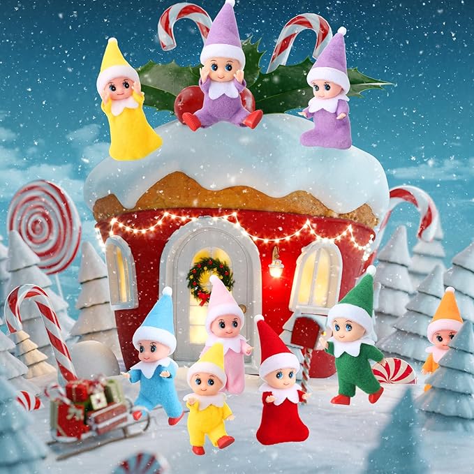 Cunno 20 Pcs Christmas Dolls Christmas Miniature Dolls with Clothes Plush Stuffed Stockings for Boy Girl Christmas Advent Calendar Decorations Accessories(Multicolor)