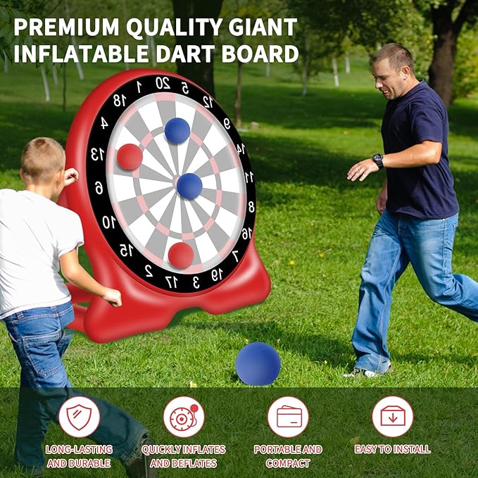 Giant Inflatable Dart Board, 6.5FT Outdoor Games for Adults & Family, Fun Backyard & Yard Game, Large Carnival Game, Giant Soccer Kick Golf Dartboard
