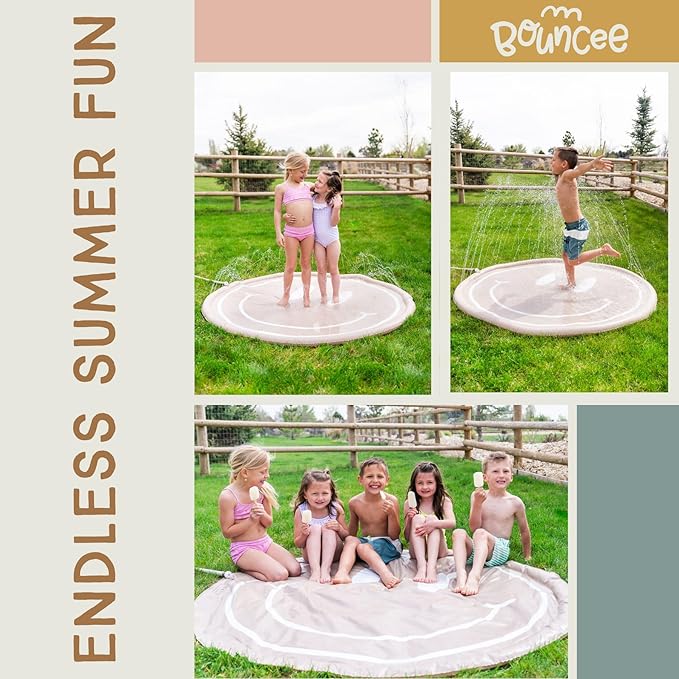 Bouncee Splash Pad Sprinkler for Kids - 68" Outside Mini Pool for Baby and Toddler - Splash Pad for Toddlers - Splash Pad for Kids Ages 4-8 - Inflatable Outdoor Toys for Toddlers - Water Toys