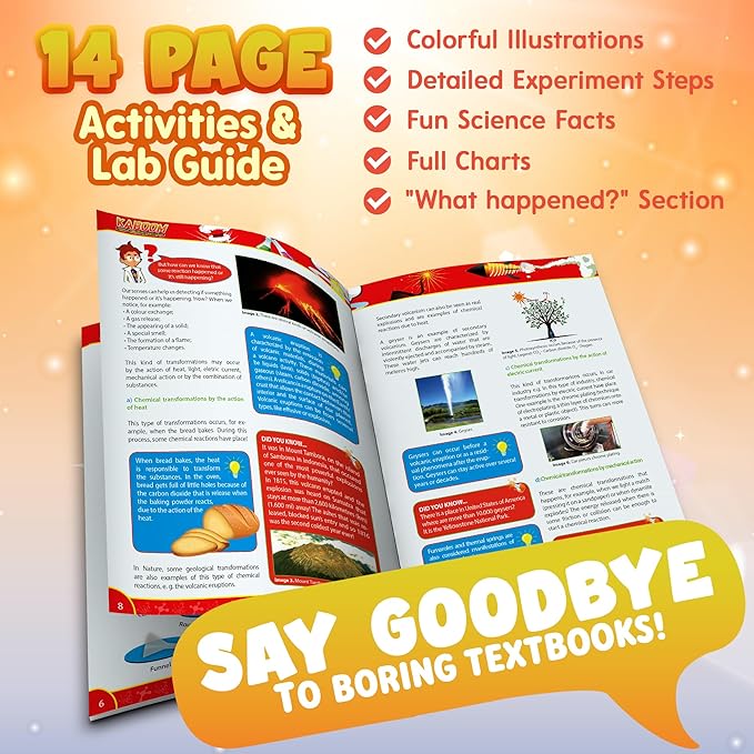 Playz Kaboom! 50+ Explosive Science Experiments Kit for Kids Age 8-12 with 25 Playz Lab Token Experiments - Chemistry Set STEM Learning & Educational Toys & Gifts for Boys, Girls, Teenagers & Kids