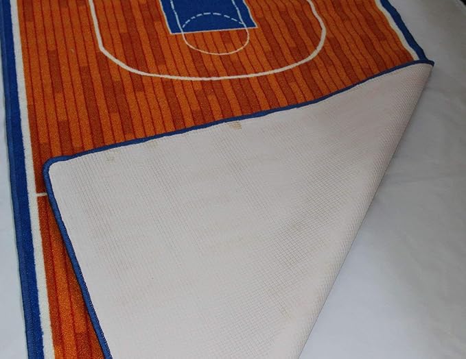 Mybecca Kids Rug Basketball Ground 5' x 7' Children Area Rug for Playroom & Nursery - Non Skid Gel Backing (59" x 82")