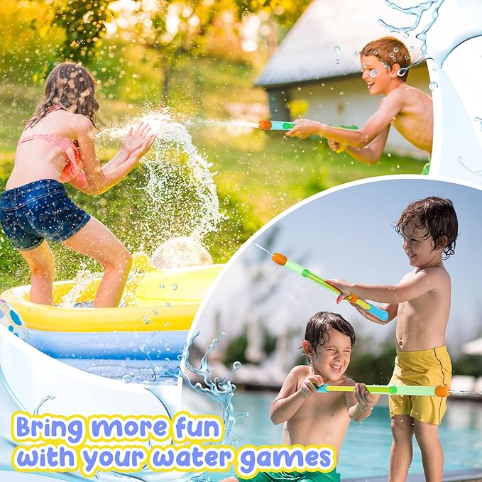 Jexine 72 Pcs Summer Crayon Water Gun 17 Inch Water Guns Bulk Pool Toys Colorful Plastic Water Shooters for Outdoor Swimming Pool Backyard Beach Sand Party Fighting Play Game (Yellow, Blue, Green)