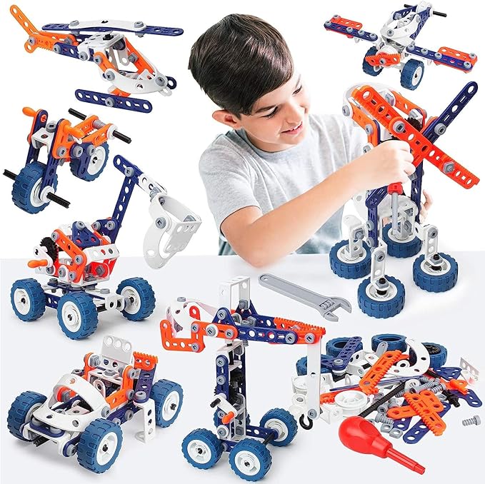 Building Toys Kits 152 Piece STEM Toys Erector Set for Boys Creative Construction Engineering Fun Educational Building Blocks Set for Boys and Girls Ages 6 7 8 9 10 11 12 Year Old, Best Toy Gift