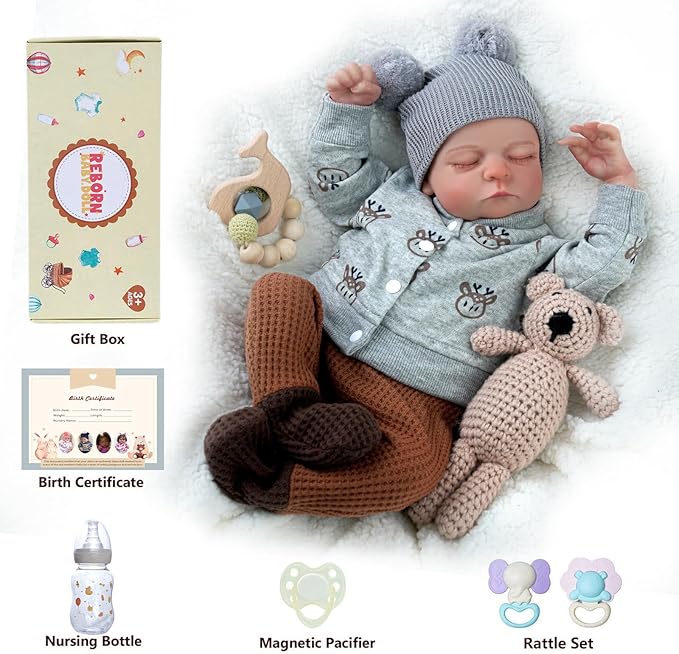 BABESIDE Realistic Reborn Baby Dolls Boy Noah, 20 Inches Soft Full Vinyl Body Realistic Baby Dolls, Real Life Baby Doll with Toy Accessories Gift Set for Kids Age 3+