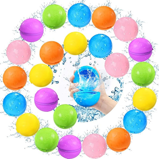 SOPPYCID 24Pcs Reusable Water Balloons, Summer Water Toys, Magnetic Water Ball for Outdoor Games, Pool Toy, Beach Toys for Kids