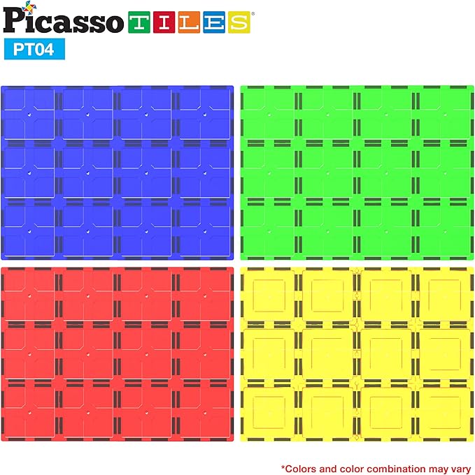 PicassoTiles Kids Toy Magnetic Building Blocks Magnet Tiles Supersized Large Stabilizer Base Jumbo XL Plate Foundation Education Construction Kit Engineering STEM Children Learning Stacking Set