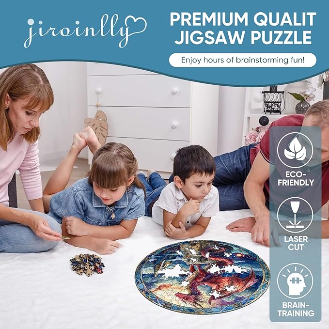 Puzzles for Adults Starry Sky Dragon Wooden Puzzles, 200 Pieces Unique Shaped Liberty Jigsaw Puzzles, Creative Toys for Adults and Kids, Fun Challenge Family Game 11.2'' x 11.2''