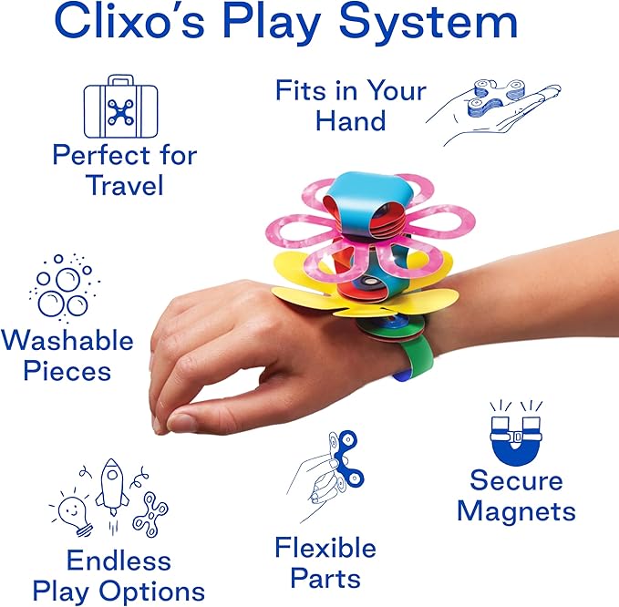 Clixo Family Pack – 150-Piece Flexible Magnetic Building Toy for Creative Family Play | STEAM Learning, Open-Ended Play. Perfect for Collaborative Fun, Travel, and Educational Bonding. Ages 4+