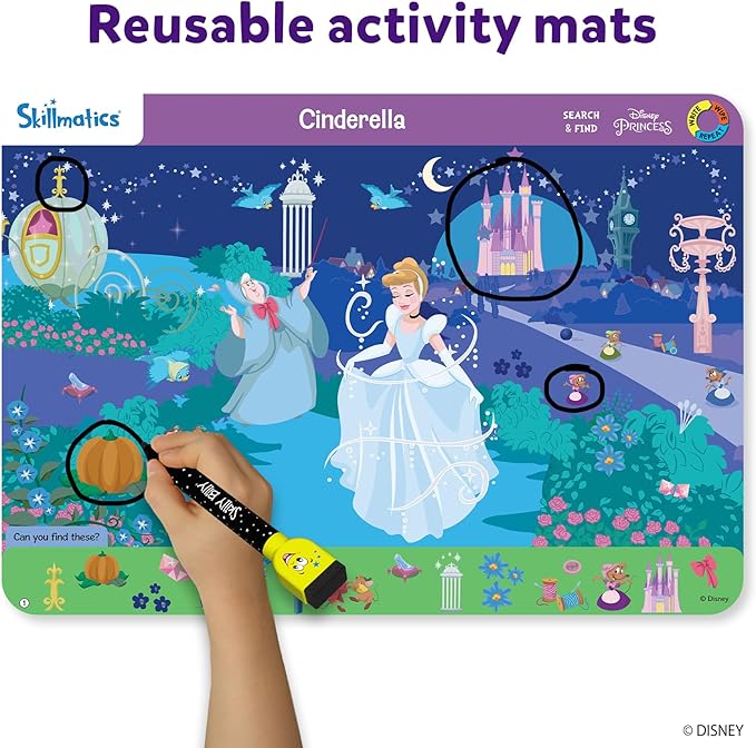 Skillmatics Search and Find Disney Princess Educational Game - Reusable Preschool Learning Activities, Perfect for Toddlers & Kids Who Love Toys, Art & Crafts, Gifts for Boys & Girls Ages 3, 4, 5, 6