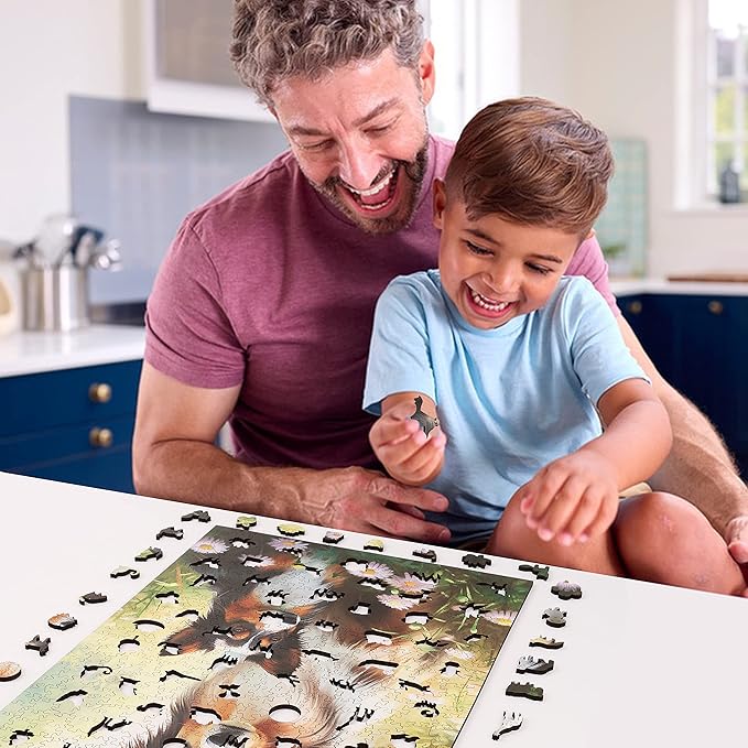 Unique Wooden Jigsaw Puzzles - Shetland Sheepdog, 200 Pcs Medium Size 8.9'' x 12.6'', Luxurious Animal Shaped Wood Puzzle, Beautiful Package, Best Gift for Adults