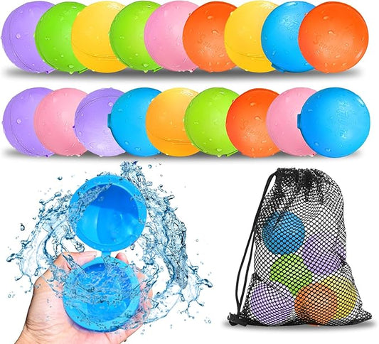 SOPPYCID 18PCS Reusable Water Balloons - Quick Fill Water Balls Toys For Toddler Age 4-8 - Refillable Magnetic Self-Sealing Water Splash Bomb For Summer Party Pool Outdoor Beach Toys for kids Age 8-12