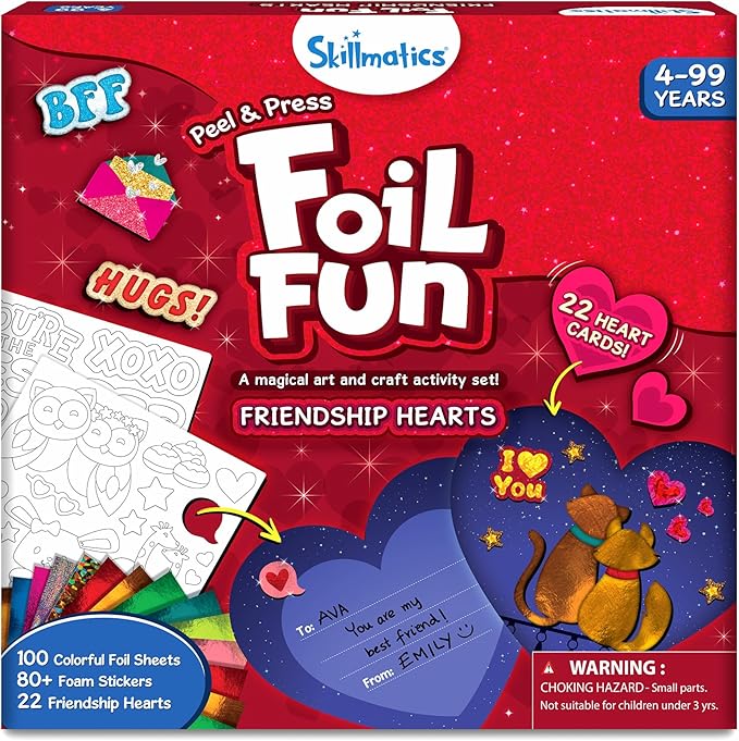 Skillmatics Foil Fun - Friendship Hearts, Mess Free Art for Kids, DIY Creative Activity, Gifts for Girls & Boys Ages 4, 5, 6, 7, 8 and Up