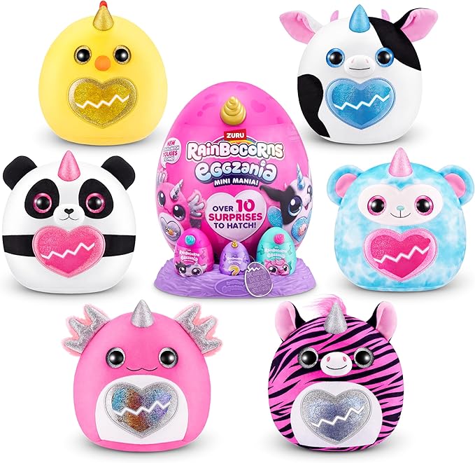 Rainbocorns Eggzania Mini Mania Cow Plush Surprise Unboxing with Animal Soft Toy, Idea for Girls with Imaginary Play by ZURU