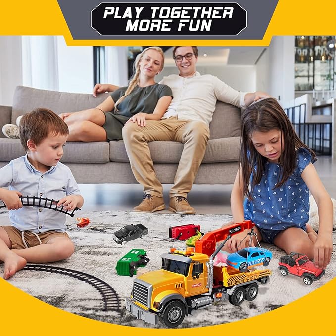 Tow Truck Toy Set with Race Car Metal Off-Road Vehicle and Metal Pickup Truck Ideal Toddler Toys for Kids Ages 4 to 8 Fun Kids Toys for Boys 3 Years and Up Educational Playtime Vehicles