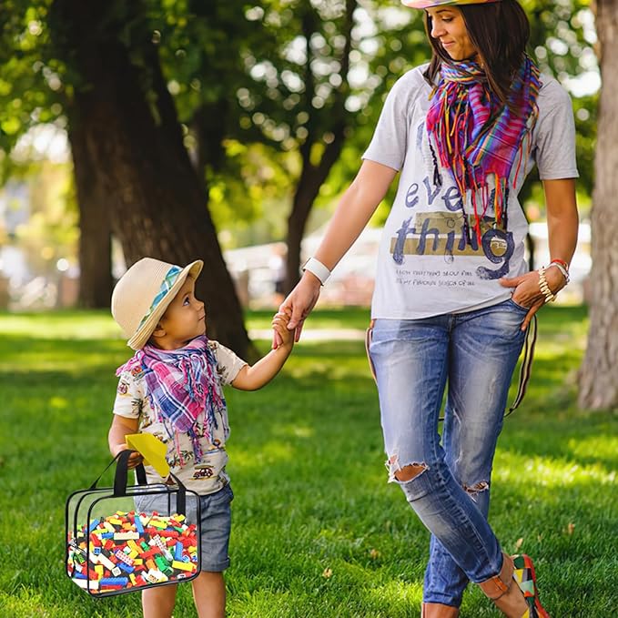 8 Packs Large and Small Toy Storage Bags, Reusable Clear PVC Board Game Storage, Toy Storage Organizer Bags with Zipper for Building Blocks, Puzzle and Handmade Accessories, Clear Toiletry Bag