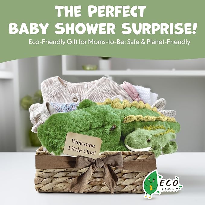 Mom and Baby Stuffed Animals for Boys & Girls, Safari Baby Shower Decorations, Nursery Decor, Zoo Animals for Toddlers, Quality Realistic Toy for Kids, Cute, Soft, Huggable, Squeezable (23" Alligator)