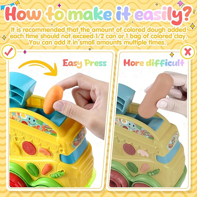 PLAY 2 in 1 Color Dough Kitchen Creations Set, Ice Cream Noodle Maker Color Dough Sets for Kids Ages 4-8, Play Kitchen Food Toys for Boys Girls Kids Toddlers Ages 3+, with 18 oz Multicolor Clay