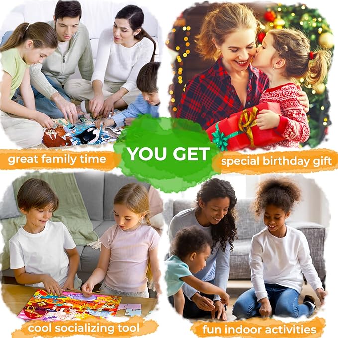 QUOKKA Puzzles for Toddlers 4-6 – 4 x 48 Pieces Jigsaw Puzzles for Kids Ages 3-5 – Learning Farm Animals for 2-4 – Jigsaw Game for Boy and Girl 3-5-7 Year Old