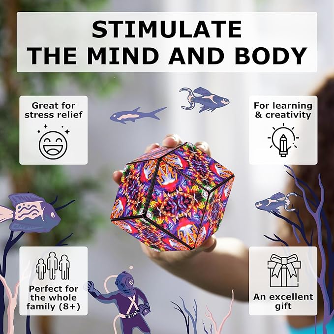 SHASHIBO Meow Wolf Shape Shifting Box - STEM Magnetic Fidget Cube That Transforms Into Over 70 Shapes, Download Fun in Motion Toys Mobile App (Dryer Portal)