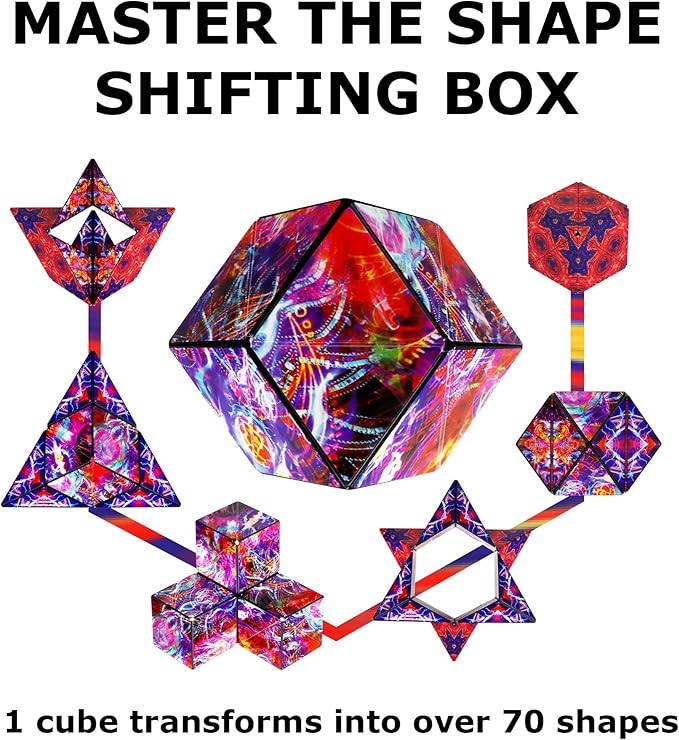 SHASHIBO Jumbie Shape Shifting Box - STEM Magnetic Fidget Cube That Transforms Into Over 70 Shapes, Download Fun in Motion Toys Mobile App (Fire Goddess)