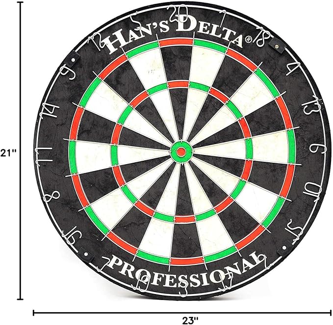 HAN'S DELTA Professional Bristle Dartboard Cabinet Set, Metal Corner Reinforcement, Regulation Steel Tip Dartboard, Includes 6 Steel Tip Darts and Scoreboards (Louis)