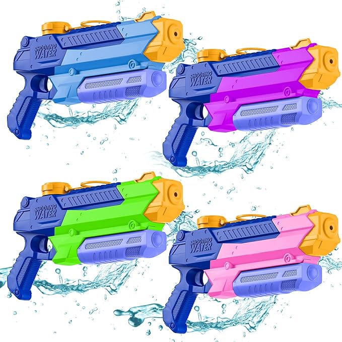 Water Guns for Kids Adults, 4 Pack 400CC/40ft Long Range High Capacity Squirt Guns Toy, Pool Toys Water Toys for Swimming Pool Beach Sand Outdoor, Summer Gifts for Boys Girls