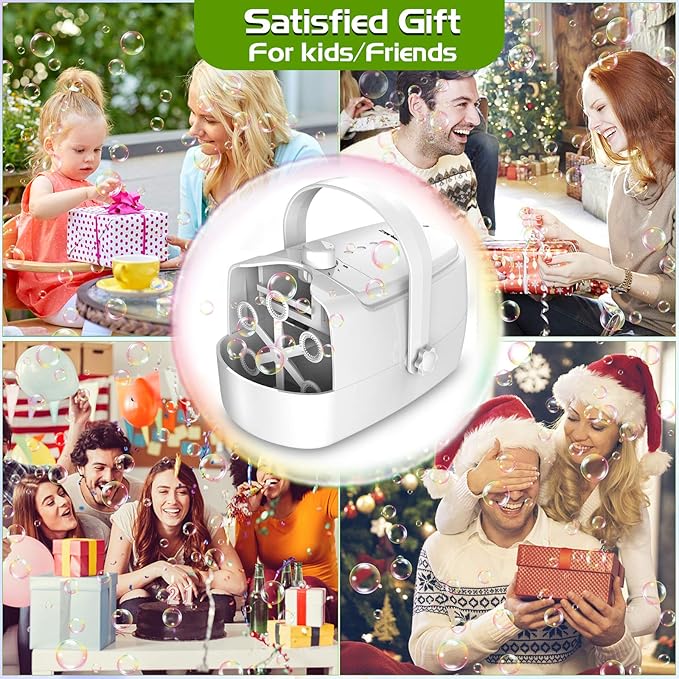 Bubble Machine Durable Automatic Bubble Blower, 18000+ Big Bubbles Per Minute Bubbles for Kids Toddlers Bubble Maker Operated by Plugin or Batteries Bubble Toys for Indoor Outdoor Birthday Party