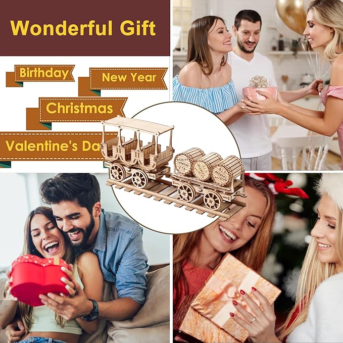 3D Wooden Puzzle for Adults, Mechanical Wine Truck Model, DIY Vehicle Model Building Kit Handicraft Wood Craft Hobbies Toy, Birthday for Hobbyist 14+ Family Women Men, 278 Pcs