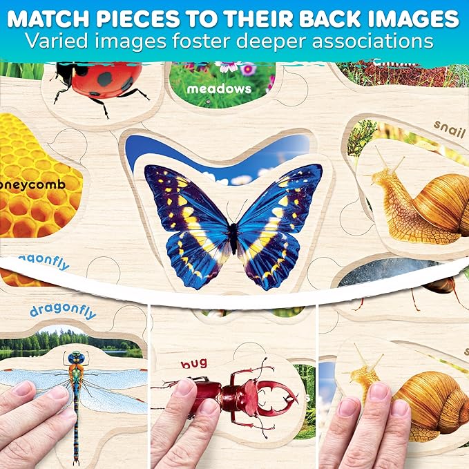 QUOKKA Toddler Puzzles Ages 2-4 in a Bag – 6 Montessori Wooden Puzzles for Toddlers 3-5 Year Old – Preschool Wood Game for Boys and Girls 4-6 – Gift for Learning Realistic Animals Fruits Vehicles