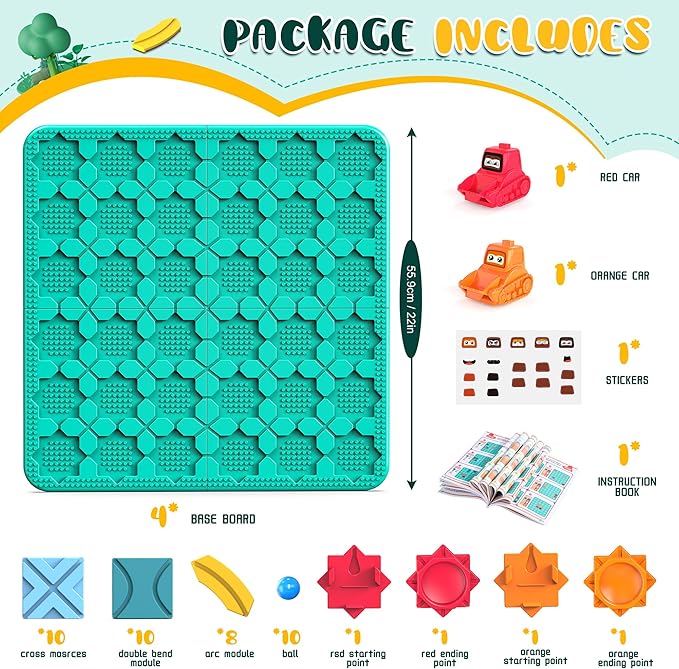 Road Builder Kids Logic Toys: Large Puzzle STEM Board Games, Educational Montessori Toys Birthday Gifts for Age 4-8 Year Old (Blue)