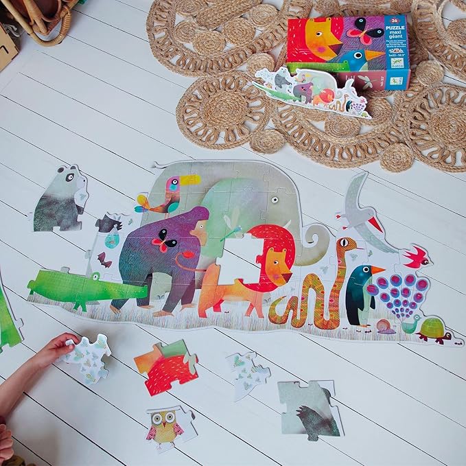 DJECO Giant Floor Animal Parade (36 Pieces) - Storytelling Puzzle Art for Kids - Fun & Challenging Activity for Friends & Family - Educational Jigsaw Toy for Children 4+ Years Girls & Boys