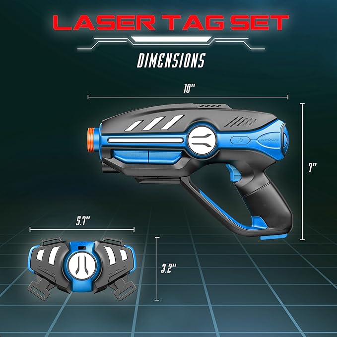 Laser Tag Set for Kids, Teens & Adults - 4 Blasters + 4 Vest Sensors with 4 Multi-Game Modes - Fun Ideas Age 8+ Year Old Toys - Lazer Teen Boy Games - Boys & Girls Outdoor Teenage Group Activities