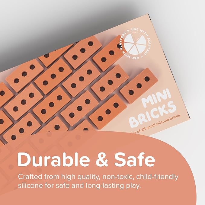 Inspire My Play 25 Mini Silicone Building Bricks for Construction Play Bin - Creativity Sensory Bin Filler