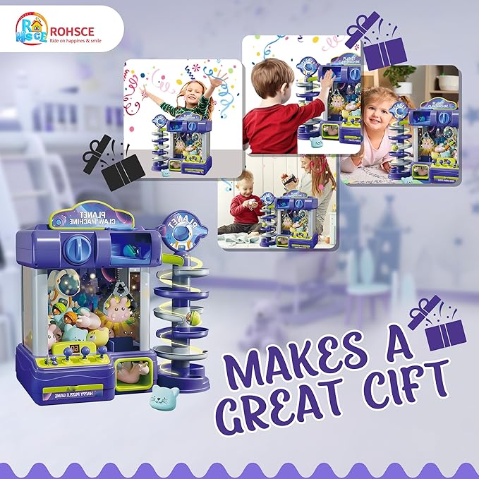 2 in 1 Big Claw Machine for Kids with Toys Inside, Arcade Games Vending Machine, Mini Claw Game Arcade Toy, Home Party Easter Birthday Gifts for Girl & Boys Age 3+