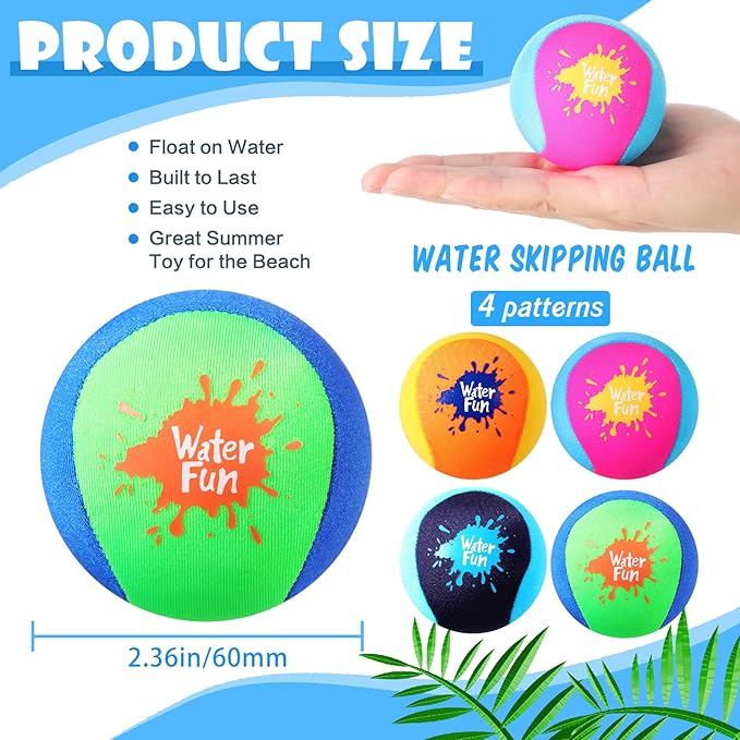 Water Skipping Ball for Children Water Bouncing Beach Pool Toy Ball for Adult Swimming Pool Games Party Favors Decoration