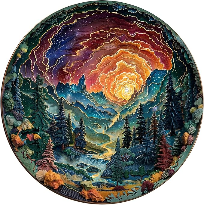 Wooden Puzzles for Adults, 3D Cave Sky (M-200pcs) Wooden Jigsaw Puzzles Kids, Unique Shaped Animal Wood Puzzles Adults Fathers Birthday Family Games 11.4 * 11.4in