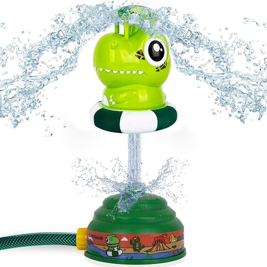 ArtCreativity Dinosaur Water Rocket Launcher Sprinkler Toys for Kids, Outdoor Water Toys for Kid Ages 4-8, Dino Rocket Launcher for Kids - Powered Liftoff 9-16ft & Spin, Summer Fun for Kid Outdoor
