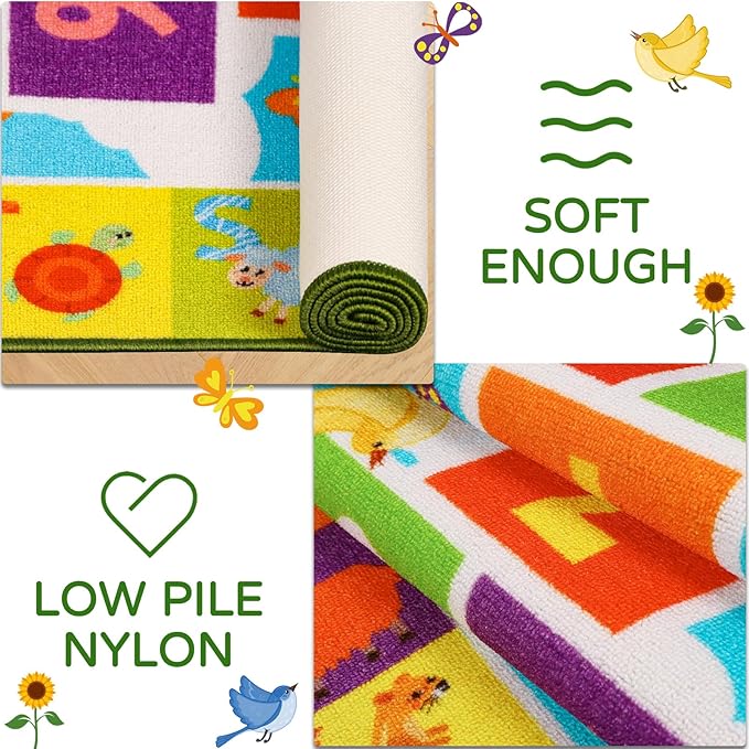 Classroom Carpet Kids Rug,59''X78.7'' ABC Alphabet Animals Hopscotch Rug,Non-Slip Educational Kids Rugs for Playroom,Washable Numbers Learning Classroom Rug for Playroom Kids Room Nursery