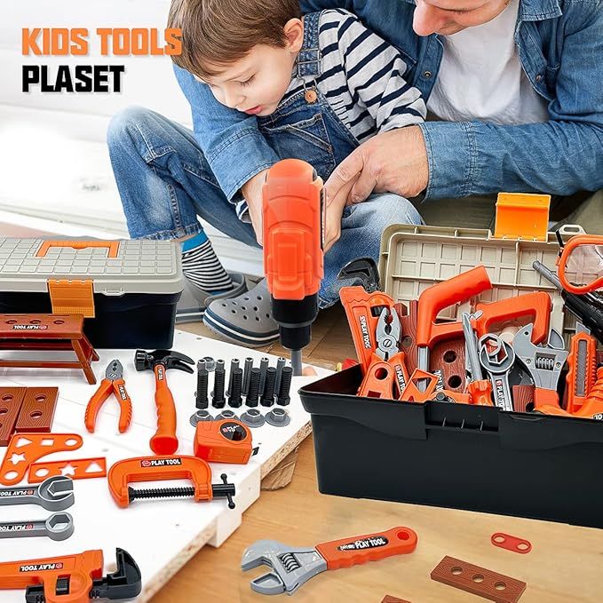 Kids Tool Set โ 48 Piece Toddler Tool Set with Electronic Toy Drill& Tool Box,Pretend Play Kids Toys,Construction Kits Toys for Kids Ages 3 4 5 Years Old, Toddler Boy