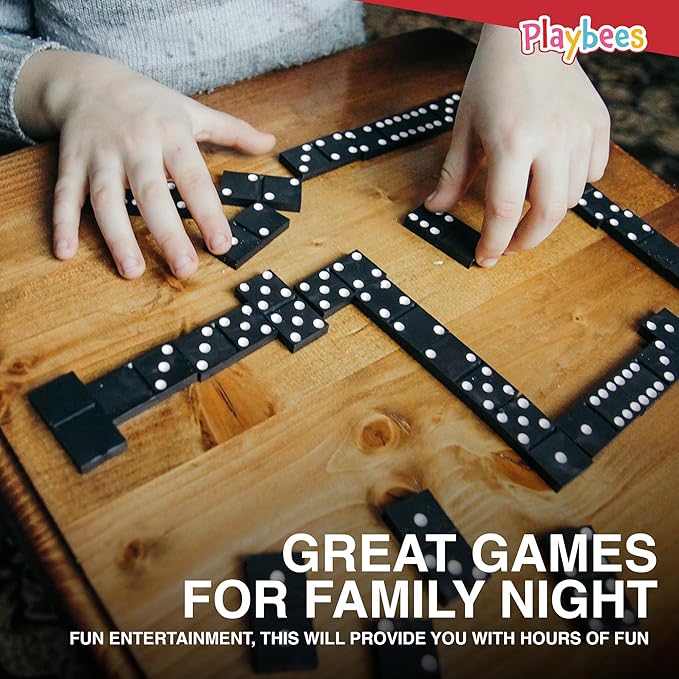 Mini Wooden Dominoes Set - 12 Pack - Classic Double Six Domino Game in a Wooden Case - Educational Board Games & Activity for Teens, Adults