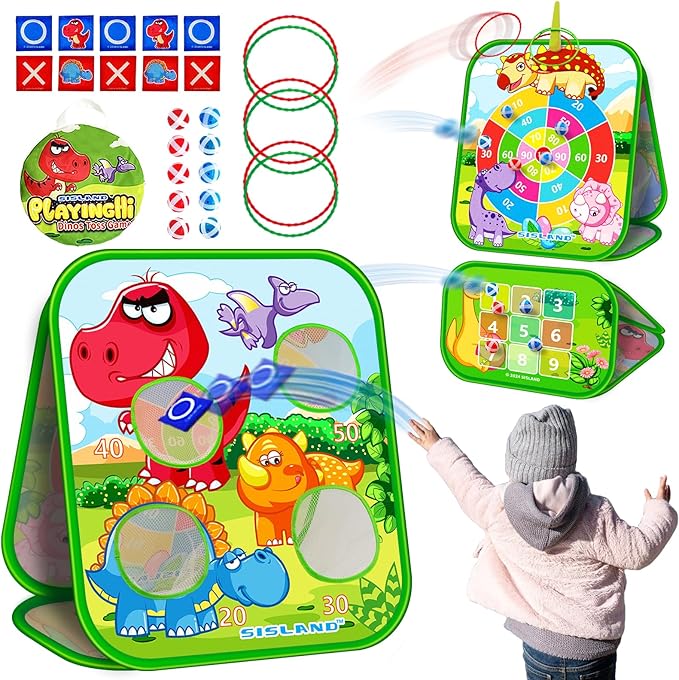 5-in-1 Bean Bag Toss Game for Kids, Animal Corn Hole Outdoor Toy for Toddler, Outside Yard Party Lawn Backyard Games Birthday Gift for Boy Girl Age 3 4 5 6 7 8