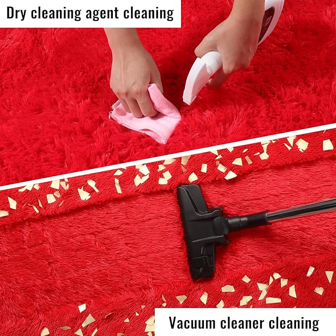 PAGISOFE Soft Modern Red Area Rug, 4x6 Feet, Shaggy Indoor Rug for Kids Room Decorative Carpet, Fuzzy Rug for Babies, Nursery, Dorm, Non Slip Rug for Boys Girls, Teen's Room