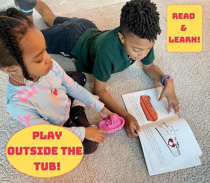 ITTY Bitty Boats - Educational Bath Toy for Toddlers 1-5, Bath Toy for Kids Ages 1-5, Pool Toy for Toddlers 1-5, Learning Toy for Toddler Girls and Boys (Tug Boat (Green))