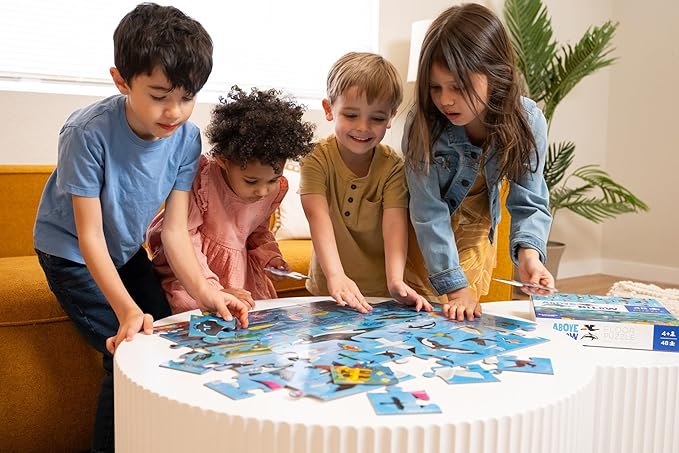 Crocodile Creek Above + Below 48-Piece Jigsaw Floor Puzzle - Fun Floor Puzzles for Kids Ages 4-8 - Day at The Aquarium - 18 x 24 inches Finished