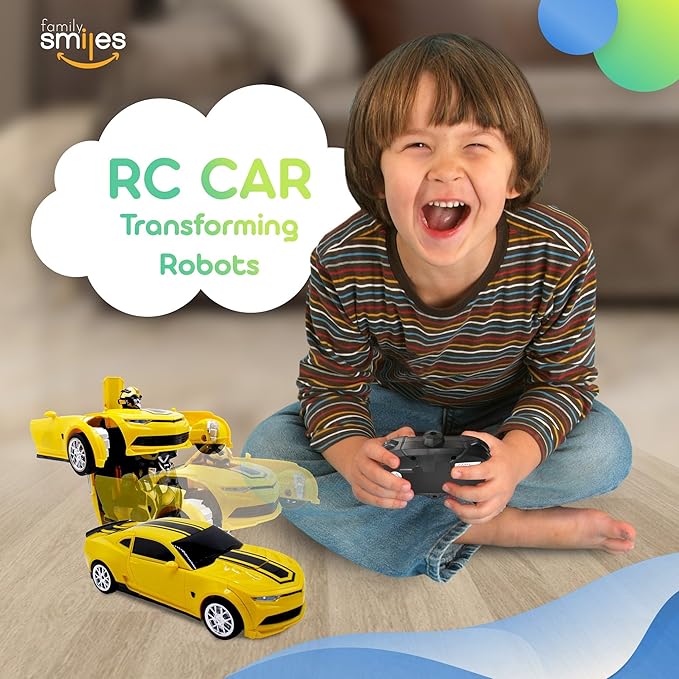 Kids Transforming Robot RC Car Toys for Boys 8-13 Remote Control Gift Yellow