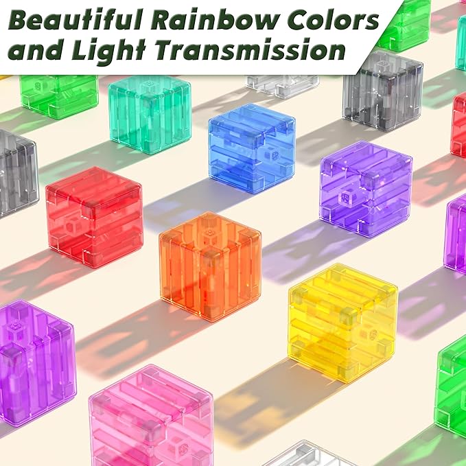 Magnetic Blocks Building Toys - Transparent Rainbow Magnetic Cubes Set, Outdoor Sensory Autism STEM Toys Gifts for Kids Aged 3+ Year Old Boys & Girls
