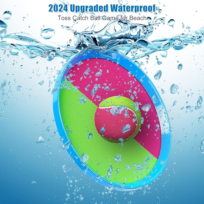 Aywewii Toss and Catch Ball Set Kids Games, Beach Outdoor Toys for Kid with 6 Paddles and 3 Balls Kids Toys Outside Boys Game Age 3-12 Easter Basket Stuffers Birthday Gift