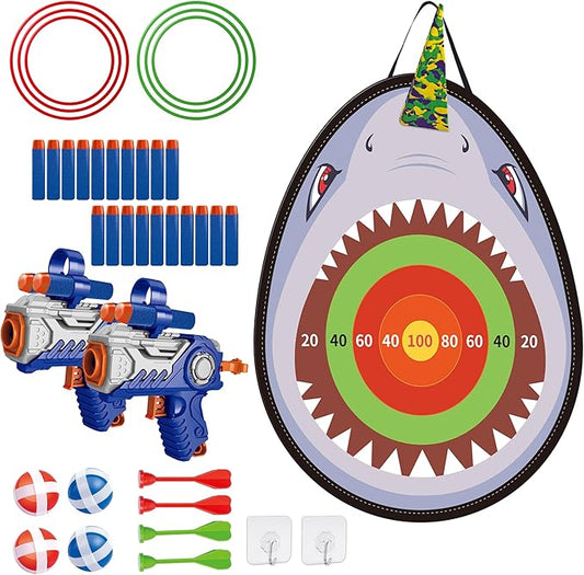 APEO Dart Board for Kids Dart Board Toys for Ages 8-13 with Gun Sticky Balls Darts and Rings Indoor Outdoor Yard Halloween Birthday Party Games for Kids Funny Gifts for 12 Year Old Boy