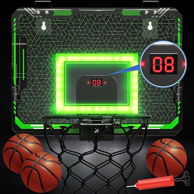 GMAOPHY Mini Basketball Hoop with Electronic Scoreboard Over The Door, Basketball Hoop Indoor for 5 6 7 8 9 10+ Year Old Boys Kids, Birthday Gift Sport Toys